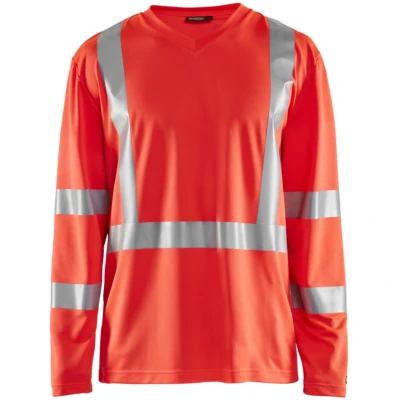 Afbeelding van Blåkläder 3383 1011 T shirt lange mouw High Vis Rood Highviz maat XL
