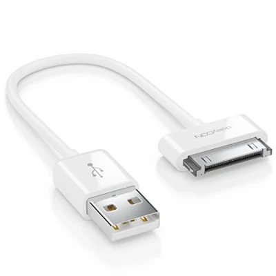 Afbeelding van deleyCON 0,15 m USB kabel 30 polige dockconnector synchronisatiekabel opladen en gegevens compatibel met 4s 4 3G iPad iPod wit