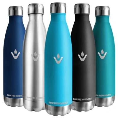 Image de Vikaster Bouteille isotherme 750 ml, thermos anti fuite, 0,75 l, sans BPA, réutilisable, en acier inoxydable, pour camping, yoga, gym, fitness, voyage, extérieur