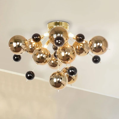 Afbeelding van Plafondlamp explosie met gouden bollen