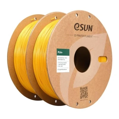 Afbeelding van eSUN PLA+ filament 1,75 mm, versterkte taaiheid, 3D printer, PLA Plus, nauwkeurigheid +/ 0,03 1 kg per spoel, 2 spoelen voor printers, 2x geel