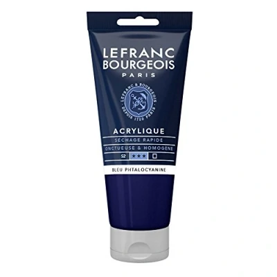 Afbeelding van Lefranc Bourgeois Fine 300409 acrylverf ftalocyanine blauw, 80 ml, romige op waterbasis, sneldrogend, lichtecht, waterdicht