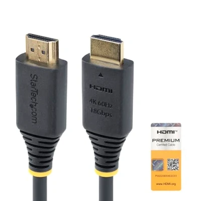 Image de StarTech.com 2m (6.6ft) Premium Certified High speed HDMI Cable, 4K60Hz câble avec Ethernet mâle pour 2 m noir support 4K60Hz, passif