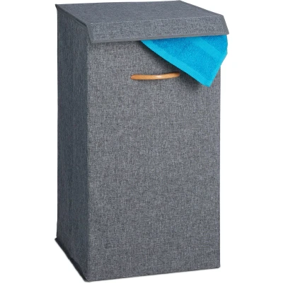 Afbeelding van Relaxdays wasmand met deksel 73 liter opvouwbaar handvat stoffen wasbox badkamer