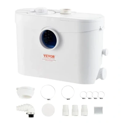 Afbeelding van VEVOR Maceratiepomp, 700 W, maceratie rioolpomp met 3 waterinlaten, 9600 l/h, 10 m tillen voor afvalwater, toilet, kelder, keuken, gootsteen, douche, badkuip