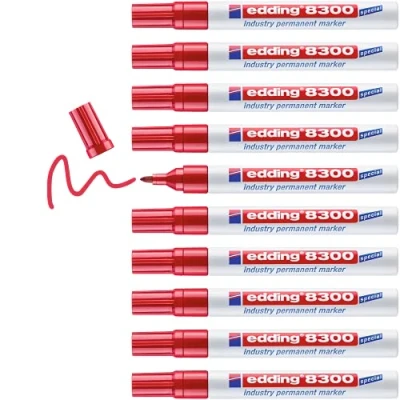 Afbeelding van Viltstift edding 8300 industrie rond 1.5 3mm rood
