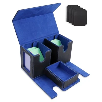Afbeelding van Azyvum Commander Deck Box Kaartspeelbox met venster, 2 afneembare MTG opbergdozen, sterk magnetisch, kubusvak voor 200 kaarten