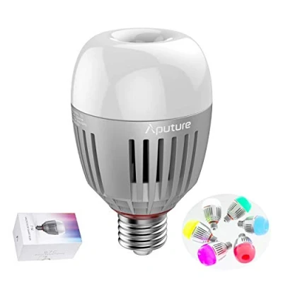 Afbeelding van Aputure Accent B7C RGBWW LED lamp, 7 W, dimbaar, 2.000 K 10.000 K, CCT/HSI/FX App Control modus, geïntegreerde batterij/AC voeding via E26/E27 stekker