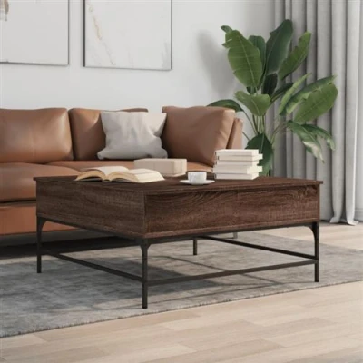 Afbeelding van vidaXL Salontafel 95x95x45 cm bewerkt hout en metaal bruin eikenkleur