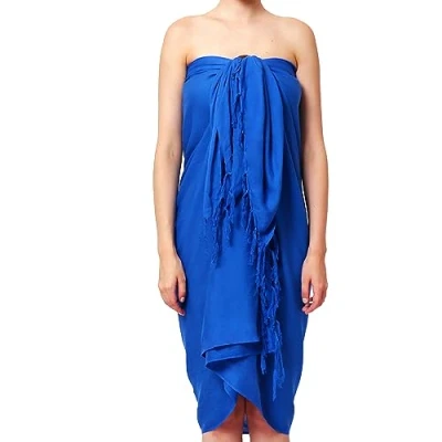 Afbeelding van Ciffre Dames en heren effen kleuren sarong pareo wikkelrok strandlaken wikkeljurk sauna., Royal Blauw