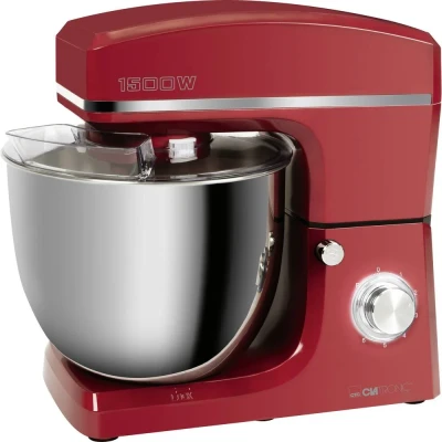Afbeelding van Clatronic KM 3765 kneedmachine, 1500 W, 8 snelheden, 10 liter roestvrijstalen kom voor max. 6 6,5 kg, spatdeksel met navulopening, rood