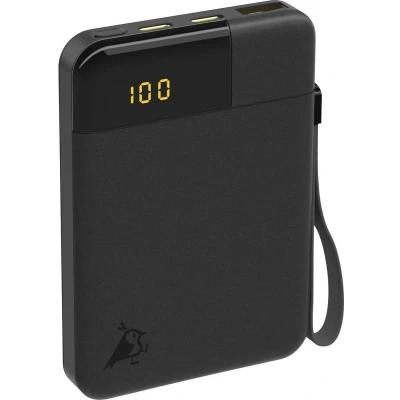 Afbeelding van Aqiila Powerbank 5.000mAh, 12W, LCD Scherm, 2x USB C, 1x A, Pass Through Charging, Lichtgewicht, Vliegtuig Veilig, Soft Touch Afwerking, Powerbird Zwart
