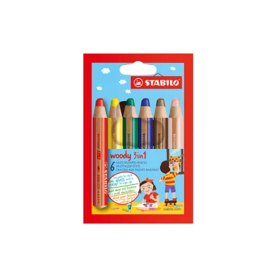 Afbeelding van Stabilo Woody Potloden 3 in 1 set van 6
