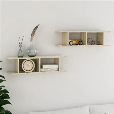 Image de vidaXL Étagères murales 2 pcs Chêne sonoma 75x18x20 cm bois ingénierie