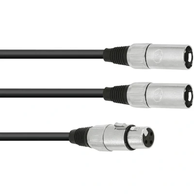 Afbeelding van Omnitronic Adaptercable XLR(F)/2xXLR(M) 1m bk