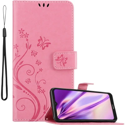 Afbeelding van Cadorabo Hoesje geschikt voor Nokia C21 in BLOEMEN ROZE Beschermhoes bloemmotief met magnetische sluiting, standfunctie en kaartsleuven Book Case Cover Etui