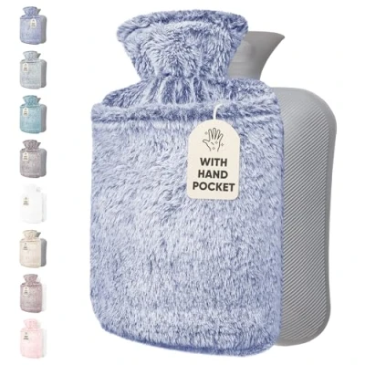 Afbeelding van Qomfor Kruik met Extra Zachte Hoes Kangoeroezak 1.8L Inhoud Warmwaterkruik voor Pijnverlichting en Ontspanning Blauw