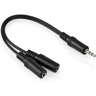 Afbeelding van Jack splitter kabel Y Stereo Male naar Female Niet afgeschermd 3.5mm 0.2 meter Zwart Allteq
