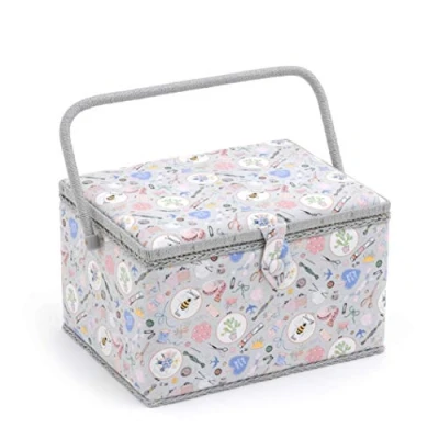 Afbeelding van Hobby Gift Exclusieve grote naaidoos, opbergdoos voor handwerk, accessoiredienblad, pad, handvat van pvc, 23,5 x 31 20 cm, zelfgemaakt