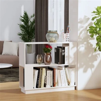 Afbeelding van vidaXL Boekenkast/kamerscherm 80x25x70 cm massief grenenhout wit