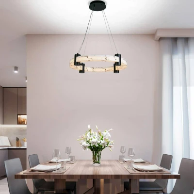 Afbeelding van Moonbeam LED hanglamp, ring, zwart, wit, metaal