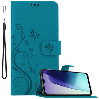 Afbeelding van Cadorabo Hoesje geschikt voor Xiaomi RedMi 14C in BLOEMEN BLAUW Beschermhoes bloemmotief met magnetische sluiting, standfunctie en kaartsleuven Book Case Cover Etui
