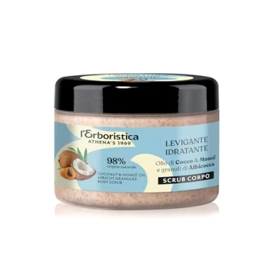 Afbeelding van L&#039;Herboristic Athena&#039;s Hydraterende en Velluterende lichaamscrème, peeling gladmakende lichaamscrème met kokosolie, monoi olie abrikozengranulaat, 200 ml
