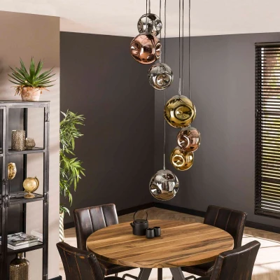 Afbeelding van Gilian hanglamp 7L glas getrapt