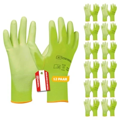 Afbeelding van Gebol Micro Flex Neon Geel Werkhandschoenen voor de nodige gevoeligheid Beschermende handschoenen dames en heren Maat M (maat 8) 12 paar