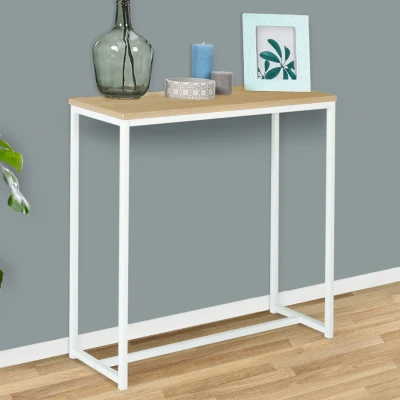 Image de Console DETROIT design industriel bois et métal blanc