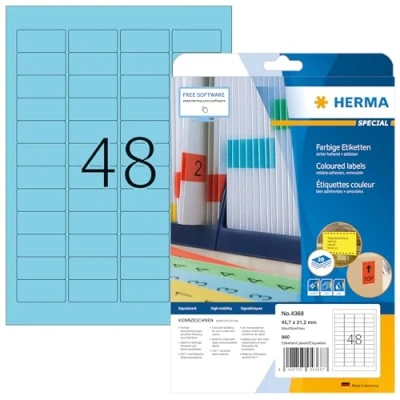 Afbeelding van HERMA Etiket 4368 45.7x21.2mm verwijderbaar blauw 960stuks