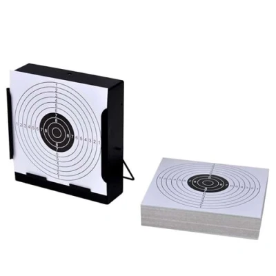 Image de vidaXL Support de cible carré 14 cm + 100 cibles en papier 90831