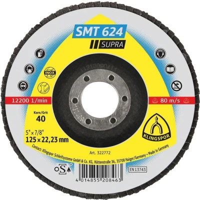 Afbeelding van Klingspor 322774 SMT 624 Supra Lamellenschijf Diameter 125 mm Boordiameter 22.23 Inox, Staal 10 stuk(s)