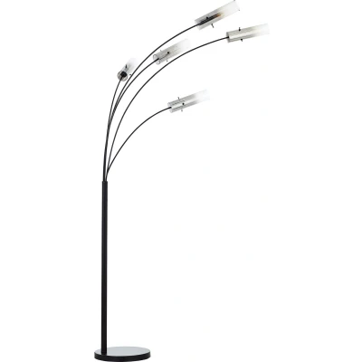 Afbeelding van Brilliant Lamp Glasini vloerlamp 5 lampen mat zwart/zwart rookglas 5x C35, E14, 25 W