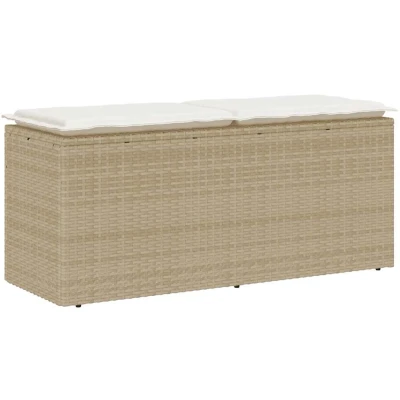 Afbeelding van Tuinbank met kussen 110x40x44 cm poly rattan beige
