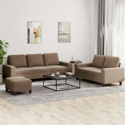 Afbeelding van vidaXL 3 delige Loungeset stof bruin