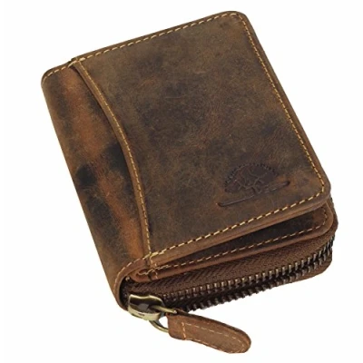 Afbeelding van Greenburry Vintage lederen portemonnee 8,5 cm, bruin, vintage, Bruin