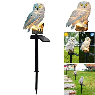Afbeelding van ALLOMN Zonnelamp, tuindecoratielamp, zonnelamp voor buiten, waterdicht, pad, gazon, binnenplaats, tuinlampen, uilendesign (wit)