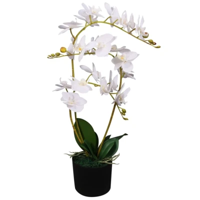 Afbeelding van Kunst orchidee plant met pot 65 cm wit