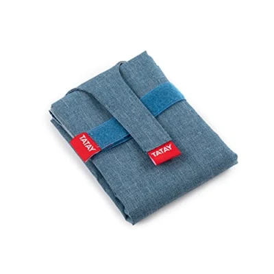 Afbeelding van TATAY Herbruikbare sandwichzakken, stoffen tas, ideaal voor snacks, aanpasbaar, gemakkelijk te reinigen, BPA vrij, personaliseerbaar. Denim blauw. Afmetingen: 72,5 x 44 52 cm