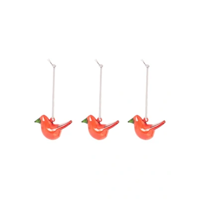 Afbeelding van Iittala Oiva Toikka Glazen mini vogel rood set van 3
