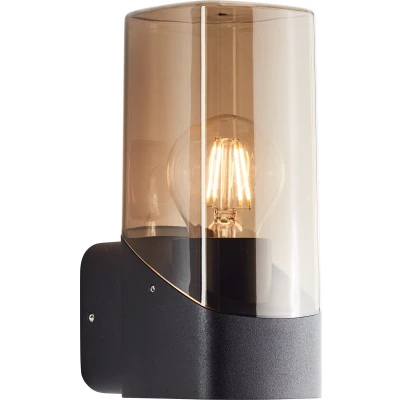 Afbeelding van BRILLIANT buitenlamp, H 20 cm, E27, gegoten aluminium/kunststof, zwart/gerookt glas