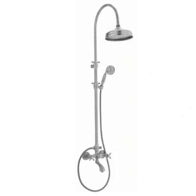 Afbeelding van PB klassieke Bad Doucheset opbouw met regendouche sterknoppen RVS 1208855882