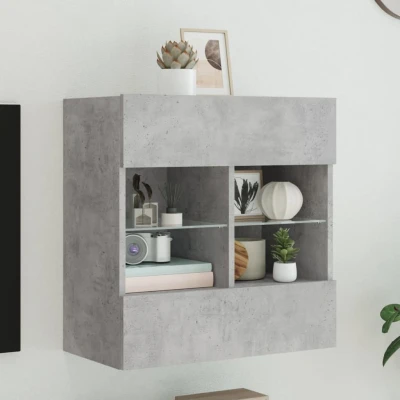 Afbeelding van Tv wandmeubel met LED verlichting 58,5x30x60,5 cm betongrijs