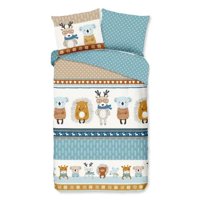 Afbeelding van Good Morning Kinderdekbedovertrek &quot;dieren&quot; Multi (140x200/220 cm) Katoen Flanel