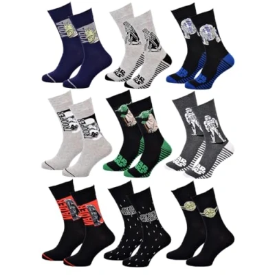 Afbeelding van Star Wars herensokken, comfort en fantasie, van katoen, assortiment modellen met foto afhankelijk aankomst, 9 stuks.