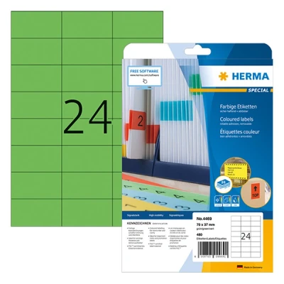 Image de Herma Special 4469 étiquettes amovibles A4 70 x 37 mm (480 étiquettes) vert