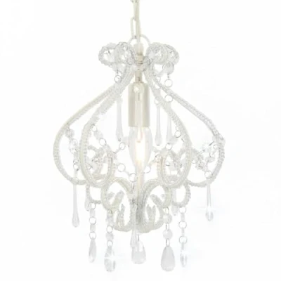 Afbeelding van vidaXL Plafondlamp met parels, wit, rond, E14