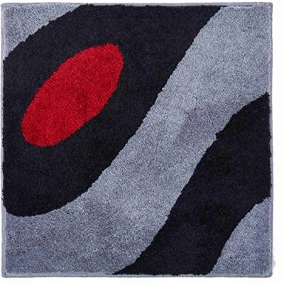 Afbeelding van Grund Colani Exclusief design badmat gemaakt van 100% polyacryl, extra zacht, antislip, Öko Tex gecertificeerd, 35, WC model e.d. 60x60 cm, lichtgrijs/zwart