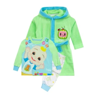 Afbeelding van CoComelon badjas en Pyjamaset, JJ pyjama voor jongens, fleece leeftijd van 12 maanden tot 6 jaar, Meerkleurig